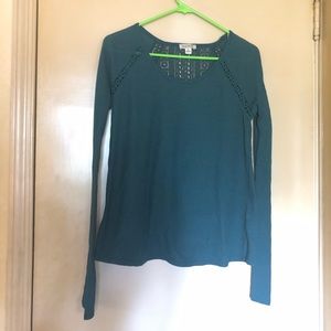 Lucky Brand Knit Top with Lace Size Small